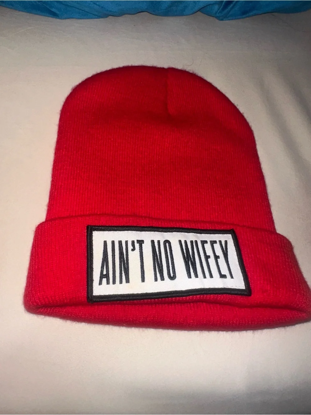 Dimepiece Red Knit Beanie with 